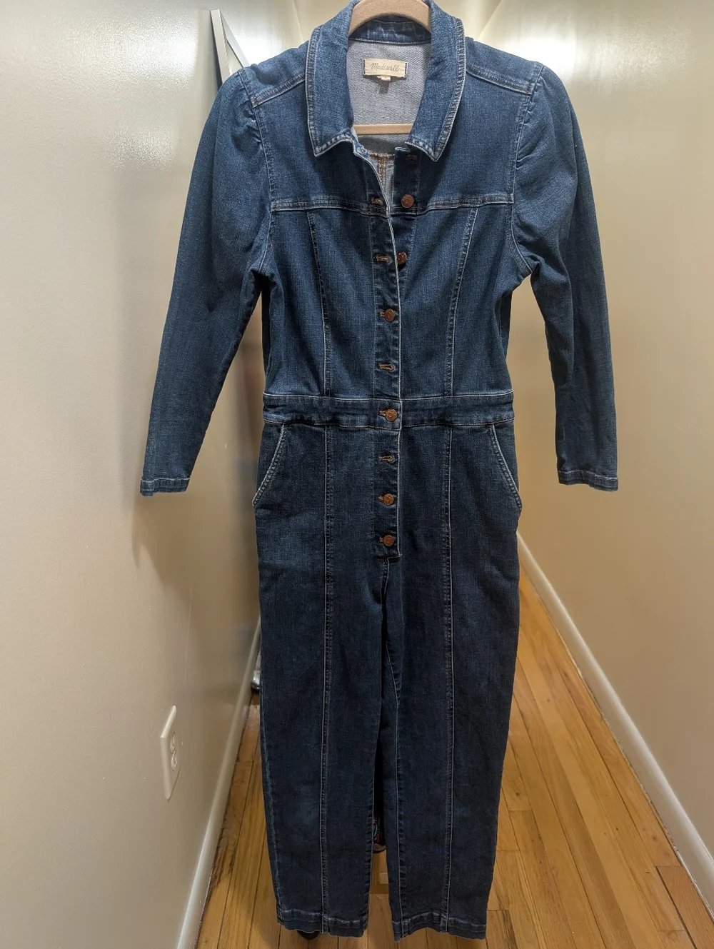 Madewell Denim Jumpsuit Puff Sleeve Size 6 - Picture 3 of 8